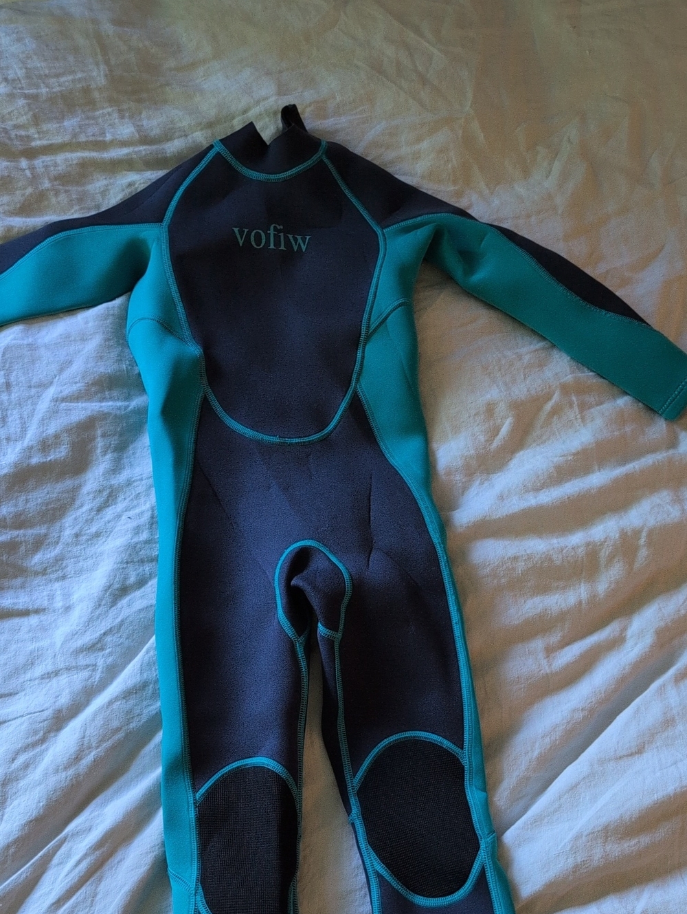 Black and Teal Full-Body Neoprene Wetsuit